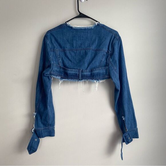 Marques Almeida Belted Cropped Raw Hem Denim Jacket Large - Picture 8 of 8
